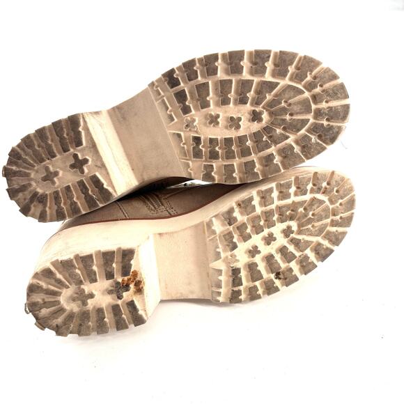 Steve Madden Girl Carra Combat Boots 7 Tan Beige Desert Lace Up Ankle Booties - Picture 3 of 8